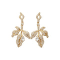 Crystal Leaf Branch Drop Earrings in Two Metal Tones view 5
