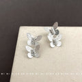 Layered Double Butterfly Earrings Crystal Bodies Two Tones view 4