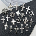Antique Silver Cross and Heart Metal Charms with 21 Listed Options view 4