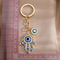 Gold and Silver Tone Hamsa and Heart Eye Split Ring Keychains view 4