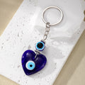 Silver Tone Hamsa Heart and Evil Eye Split Ring Keychains view 4
