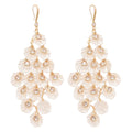 Gold Tone Crystal Leaf Cluster Hook Earrings With Teardrop Fringe view 5