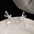 Silver Openwork Dragonfly Ear Clips Clear Rhinestone Accents view 3