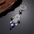 Silver Tone Blue Hamsa Evil Eye Split Ring Keychains view 6