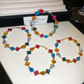Large Multicolor Crystal Hoop Earrings in Two Finishes view 2