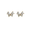 Gold Clear Cubic Zirconia Butterfly Wing Stud Earrings view 5