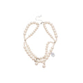 Layered White Pearl Necklace with Crystal Teardrop Charms view 5