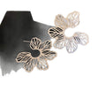 Gold Openwork Flower Statement Stud Earrings Decorative Jewelry Design view 5