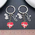 Silver Tone Medical Heart Stethoscope and Ambulance Keychains view 3