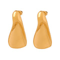 Sculpted Teardrop Stud Earrings Smooth Gold Or Steel Metal view 5