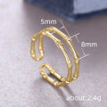 Dual Band Bamboo Open Adjustable Ring Three Metal Tones view 5