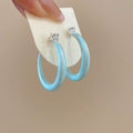 Pastel Wide C Shape Hoop Stud Earrings In Two Sizes view 10