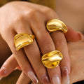 Gold Tone Mirror Finish Open Band Chunky Statement Ring view 3