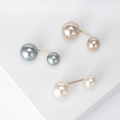 Three Pair Faux Pearl Cardigan Pin Set In Neutral Colors angled display view