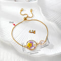 Gold Tone Adjustable Pressed Flower Slider Bracelets in Ten Designs view 4