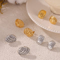 Hammered Twisted Shell Square Stud Earrings Gold Steel view 4