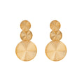 Gold Triple Spiral Disc Geometric Statement Stud Earrings view 5