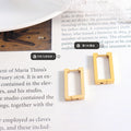Rectangle Geometric Huggie Hoop Earrings Gold Rose Steel view 2