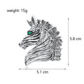 Silver Tone Horse Head Crystal Metal Brooch Pin for Jackets and Lapels view 2