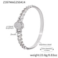 Hinge Bangle Curb Chain Oval Zircon Disc Gold Silver Steel view 8