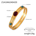 Gold Tone Stone Inlay Bangles Red Agate Turquoise Natural view 8