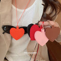 Leather Heart Pouch Pendant Necklace Cord Red Black Orange view 2