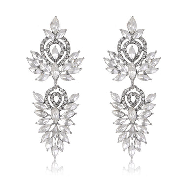 Layered Leaf Drop Earrings with Sparkling Openwork in Four Finishes