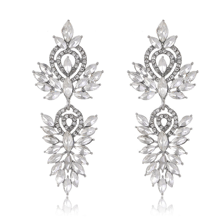 Silver Tone Horse Tassel Crystal Four Designs Metal Dangle Earrings