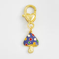 Enamel Mushroom Rose Heart Bear Daisy Charm Keychain in Gold Tone Alloy view 6