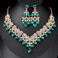 Black Silver Tone Red Crystal Garland Crystal Seven Designs Metal Necklace and Earring Set view 8