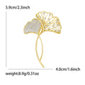 Twin Ginkgo Leaf Crystal Brooch With Long Crossing Stems view 4