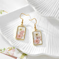 Gold Tone Pressed Flower Geometric Drop Earrings in Seven Shapes view 8