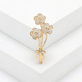 Three-Rose Bouquet Brooch In Metal With Enamel Roses On Slender Tied Stems view 9