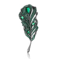 Pavé Crystal Feather Brooch in Four Color Finishes view 5