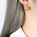 Geometric Twisted Hoop Earrings Gold And Steel Tone Pair view 7
