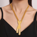 Chevron Mesh Multi-Strand Necklace Bracelet Gold Steel view 2