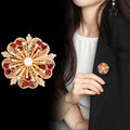 Flower Crystal Pearl Look Two Designs Metal Brooch Pin 4.7 cm view 3