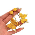 Woven Butterfly Drop Stud Earrings In Yellow And White view 5