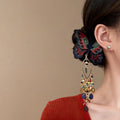 Embroidered Butterfly Multicolor Crystal Tassel Hair Clip view 3