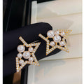 Silver Tone Open Star Stud Earrings with Pearl Look Beads view 4