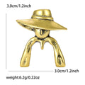 Wide Brim Hat Figure Brooch in Gold or Silver Decorative Lapel Pin view 6