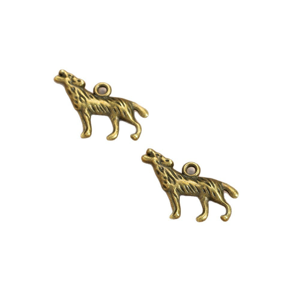 25x18mm Double-Sided Vintage Wolf Alloy Charm Pendant