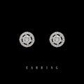 Silver Tone Clear Round Stone Double Halo Stud Earrings For Women view 3