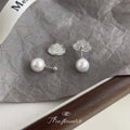 Silver Cloud Crystal Stud Pearl Drop Earrings Dual Wear view 3