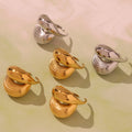 Open Ring Stainless Steel Smooth Top Ribbed Texture Gold Silver view 2