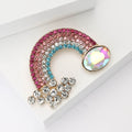 Pink And Blue Crystal Rainbow Brooch With Cloud And Gem view 3