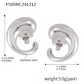 Polished Swirl Teardrop Stud Earrings Gold Steel Multi Sizes view 8