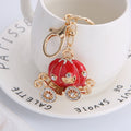 Pumpkin Carriage Enamel Rhinestone Keychain Gold Tone 4 Colors view 4