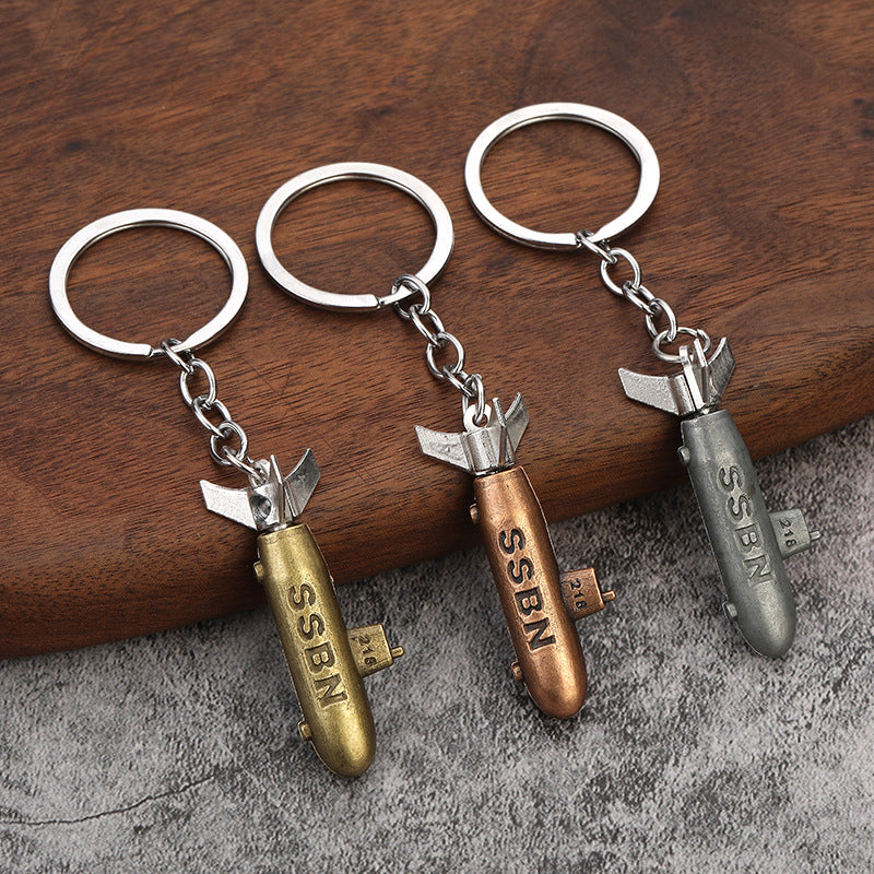 Vintage Submarine Model Zinc Alloy Keychain Bag Charm Pendant