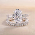 Oval Clear Solitaire Two-Ring Set In Polished Silver Tone view 4